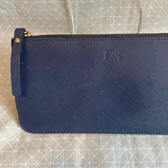 Lo & Sons Phone Wristlet Pouch in Navy Saffiano/Gold/Gray - Picture 3 of 8